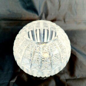 Vintage Cut Crystal With Frosted Details Rose Bowl Vase 5-Inches Tall